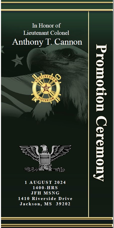 LTC Cannon Promotion Ceremony Program