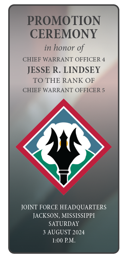 Promotion Ceremony in honor of Chief Warrant Officer 4 Jesse R. Lindsey