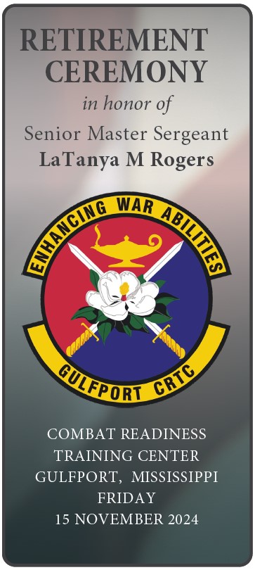 Program for SMSgt LaTanya Rogers' Retirement Ceremony