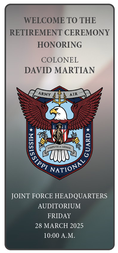 Retirement Ceremony Honoring Colonel David Martain